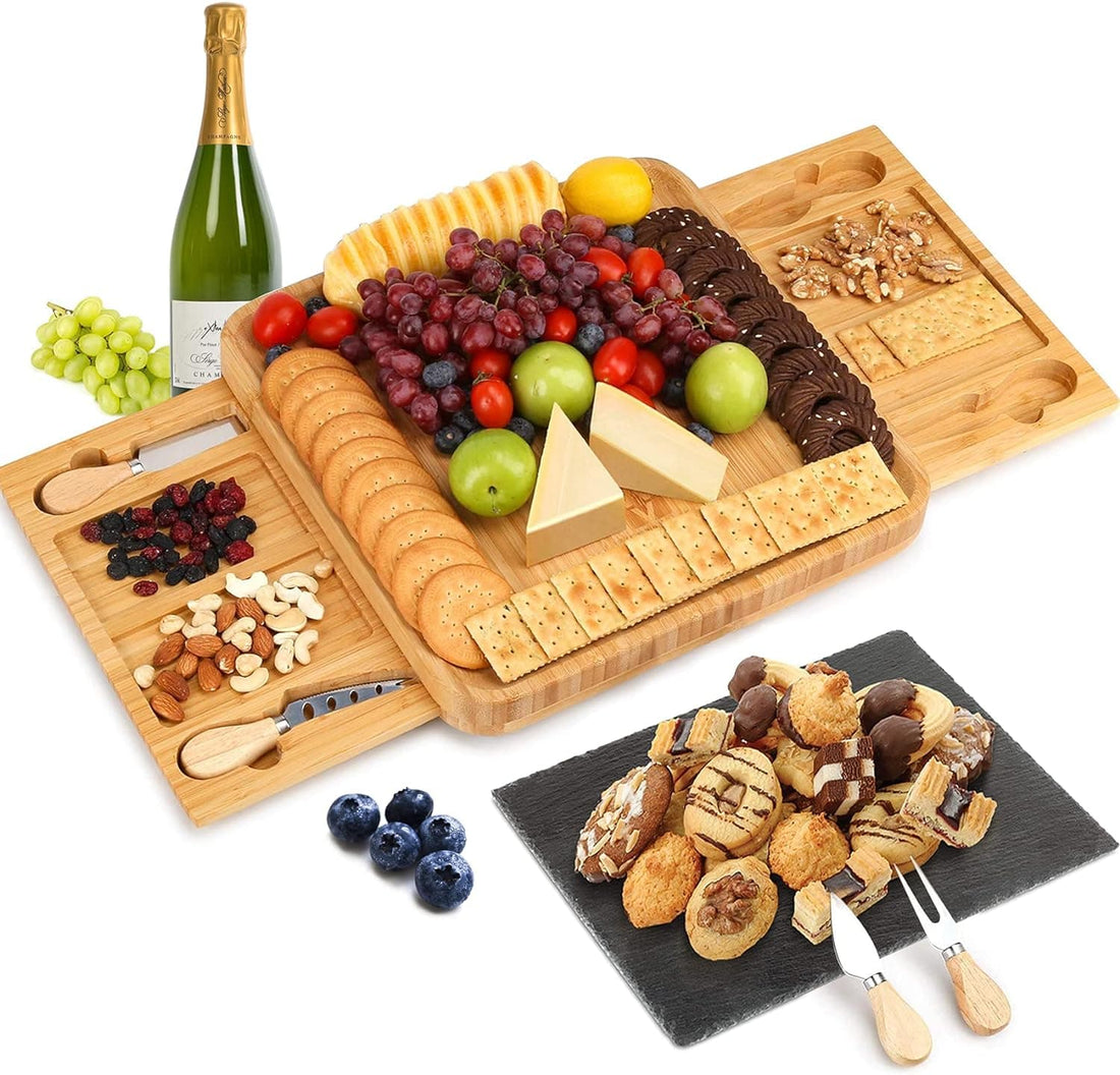 Chef Supply Co Cheese Board Cheese Board Set with 4 Stainless Steel Knife