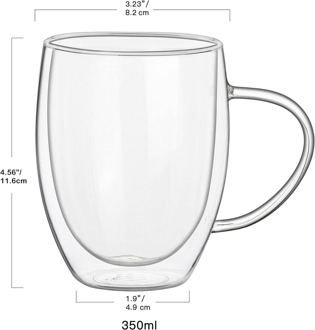 Chef Supply Co Coffee Mugs Double Wall Glass Coffee Mugs Set of 6