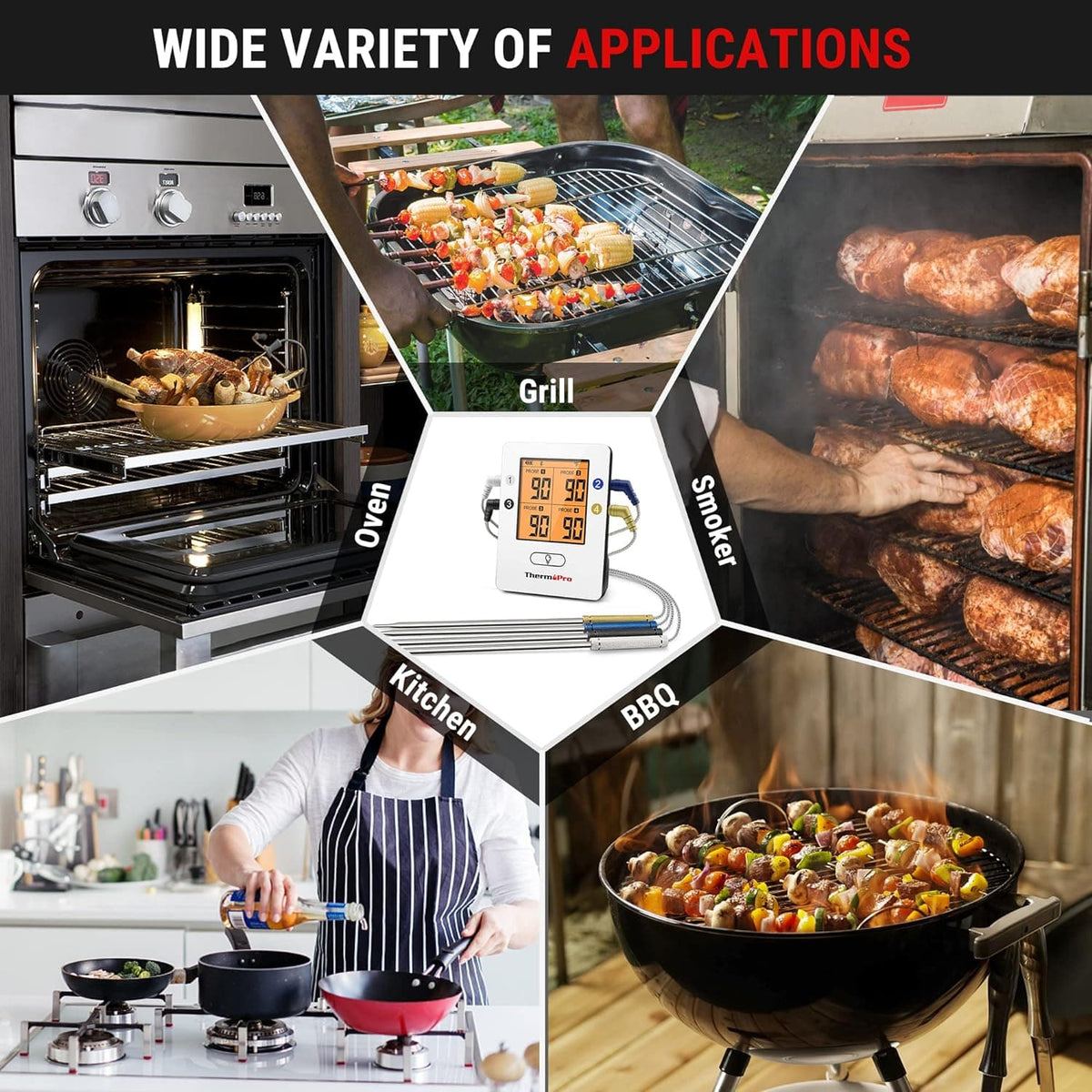 Chef Supply Co Digital Thermometer Smart Digital Cooking BBQ Thermometer