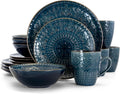 Chef Supply Co Dinnerware Round Stoneware Embossed Dinnerware Set 16Pcs