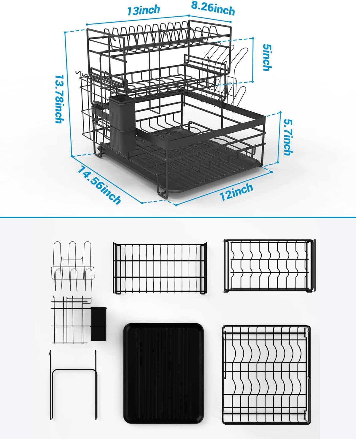 Chef Supply Co Dish Rack 3 Tier Large Capacity Drain Board Rack