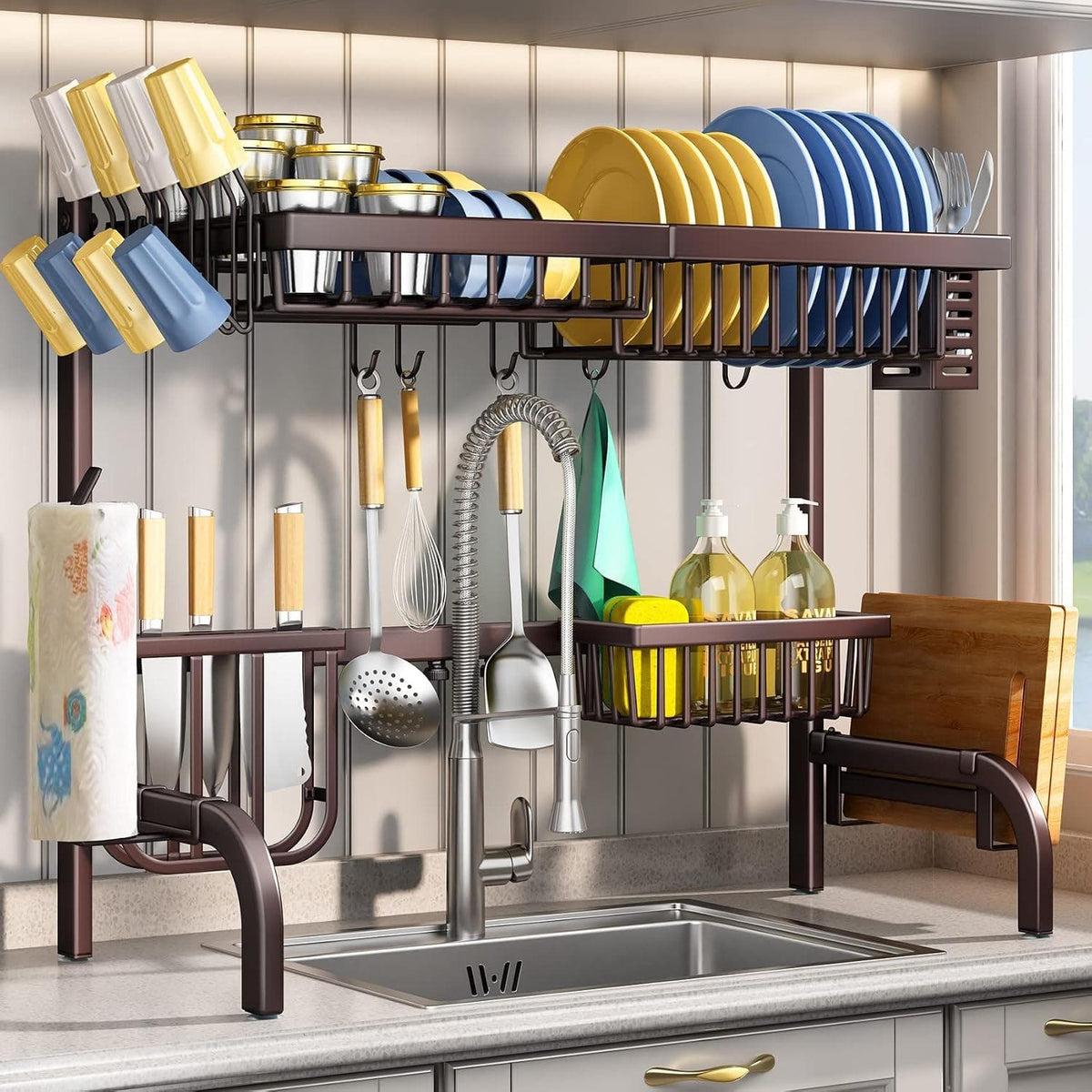 Chef Supply Co Dish Rack Over-Sink Dish Drying Rack – Large Adjustable