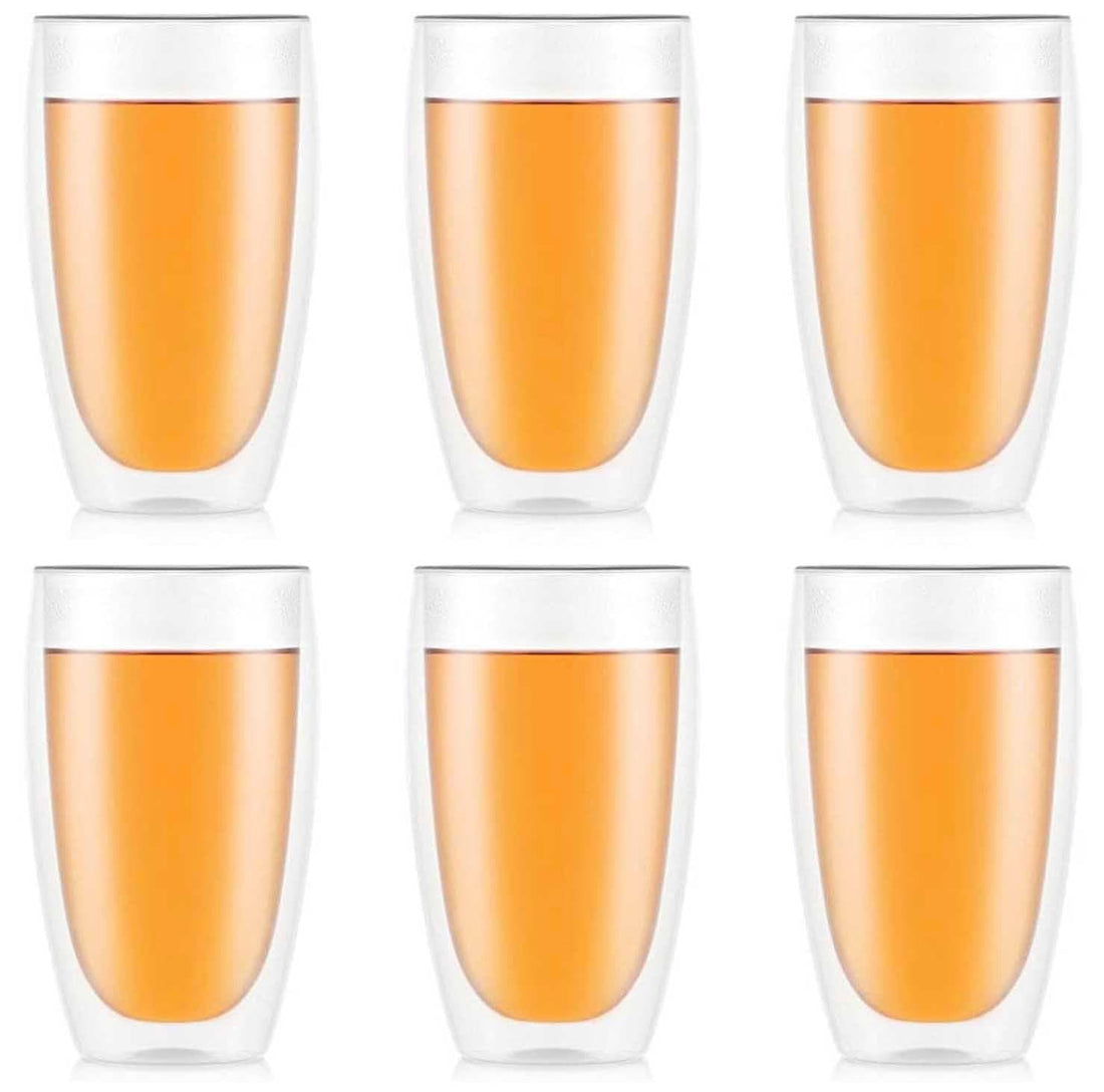 CHEF SUPPLY CO Double Wall Drinking Glasses, 450ml - 15oz, Set of Six