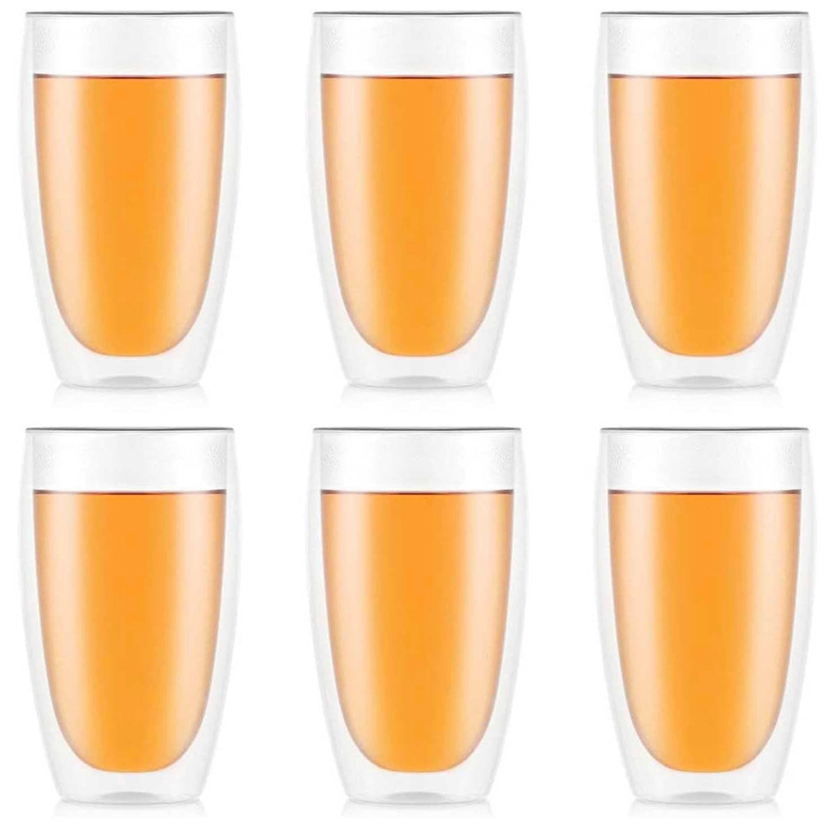 CHEF SUPPLY CO Double Wall Drinking Glasses, 450ml - 15oz, Set of Six