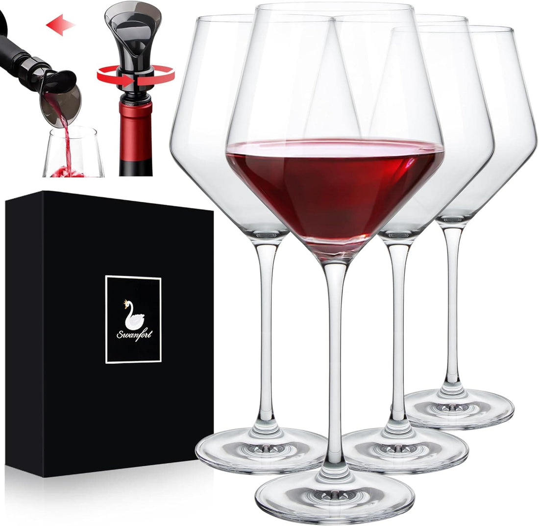 Chef Supply Co Drinking Glassware Crystal Wine Glasses Set of 4