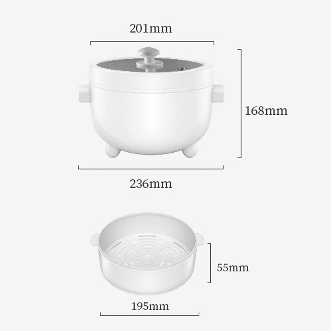 Chef Supply Co Electric Hot Pot Electric Hot Pot with Steamer 2L
