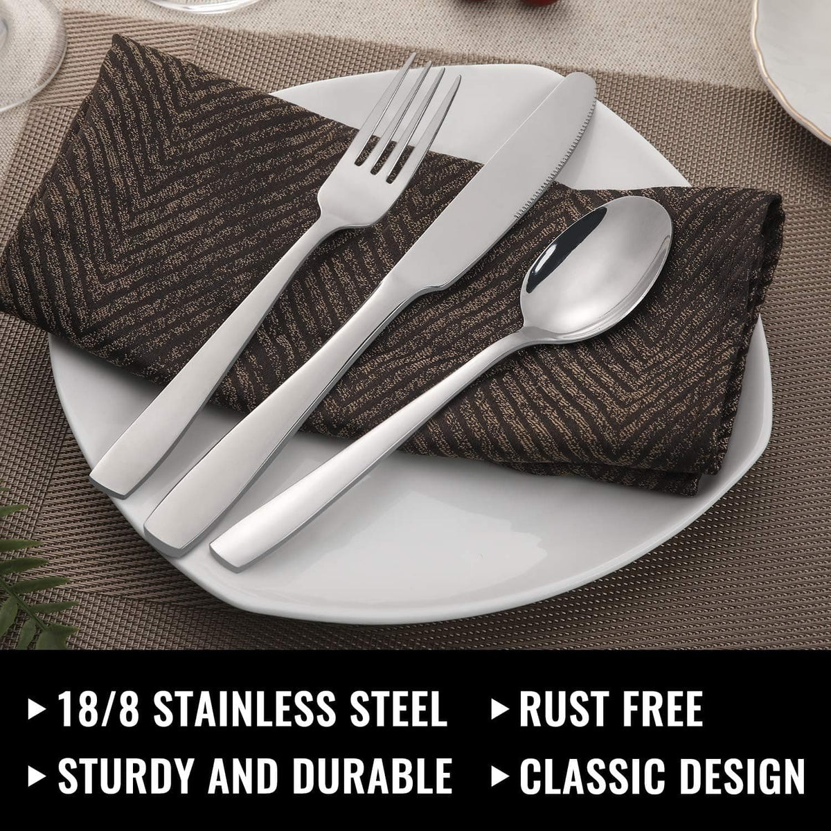 Chef Supply Co Fry Pan Silverware Set 48Pcs