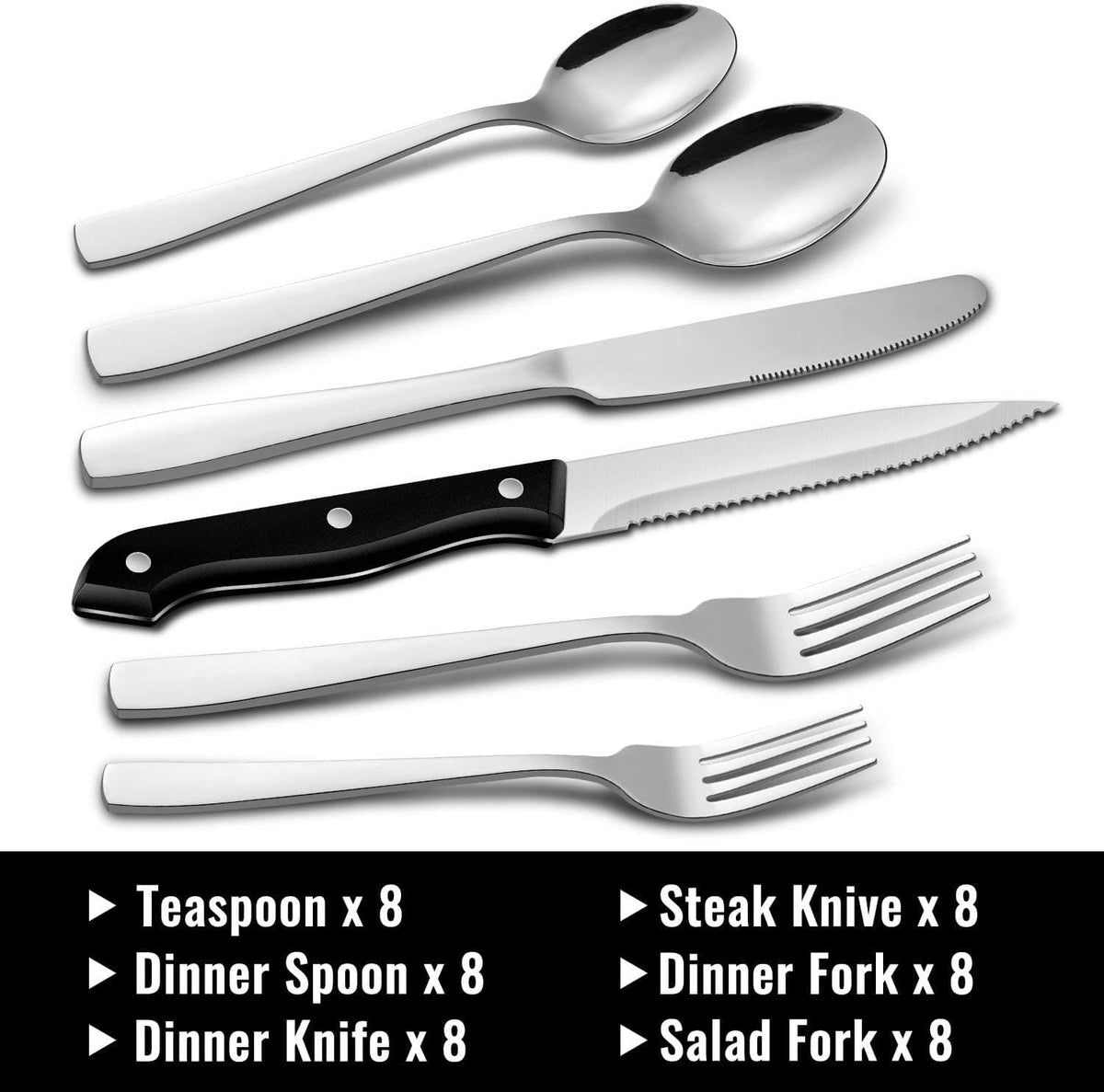 Chef Supply Co Fry Pan Silverware Set 48Pcs