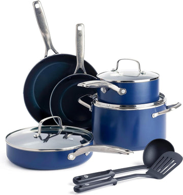 Chef Supply Co Kitchen Cookware Diamond-Infused Ceramic Nonstick Cookware 10 Piece Set