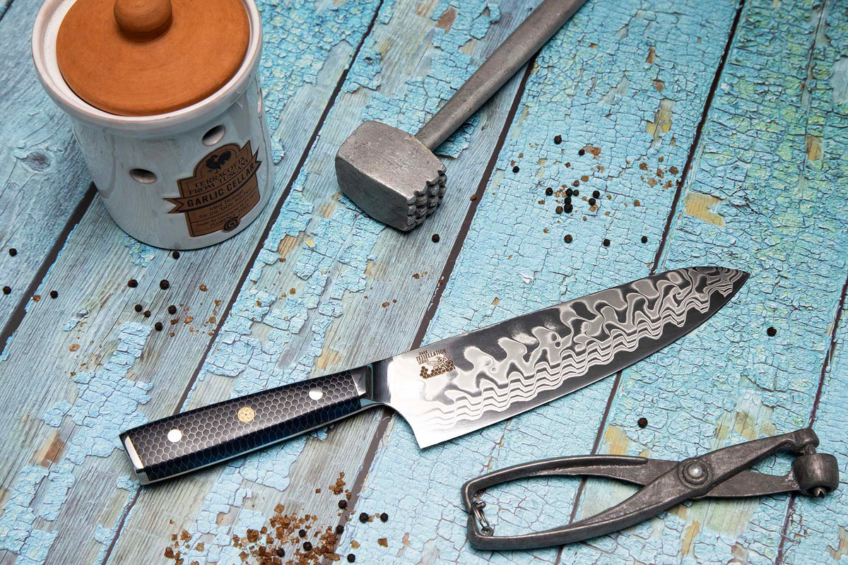 CHEF SUPPLY CO Kitchen Knives DARK TESSELLATION SERIES 21 CM - 8.25 INCH DAMASCUS CHEF KNIFE