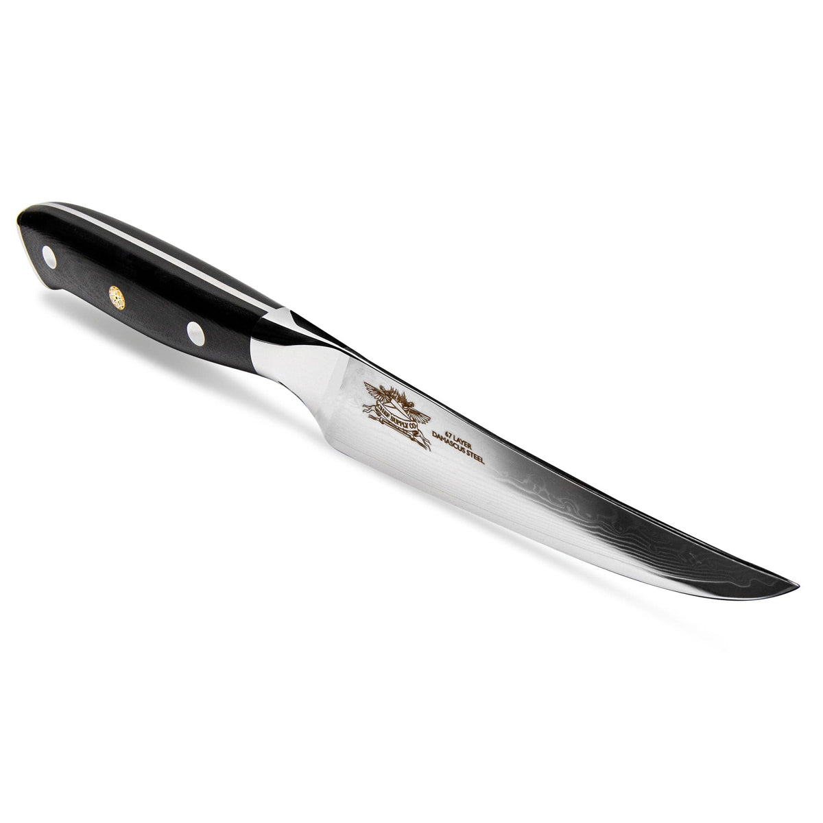 CHEF SUPPLY CO Kitchen Knives Dundee MK 1 Series 12 cm - 5" VG-10 Damascus Steak Knife Set of 4 - Black G10 Handles (Copy)