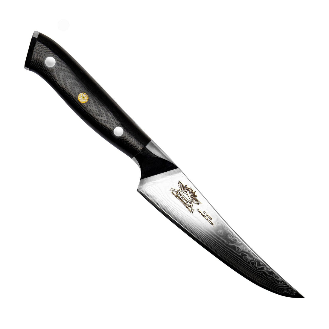 CHEF SUPPLY CO Kitchen Knives Dundee MK 2 Series 12 cm - 5" VG-10 Damascus Steak Knife Set of 4 - Black G10 Handles (Copy)
