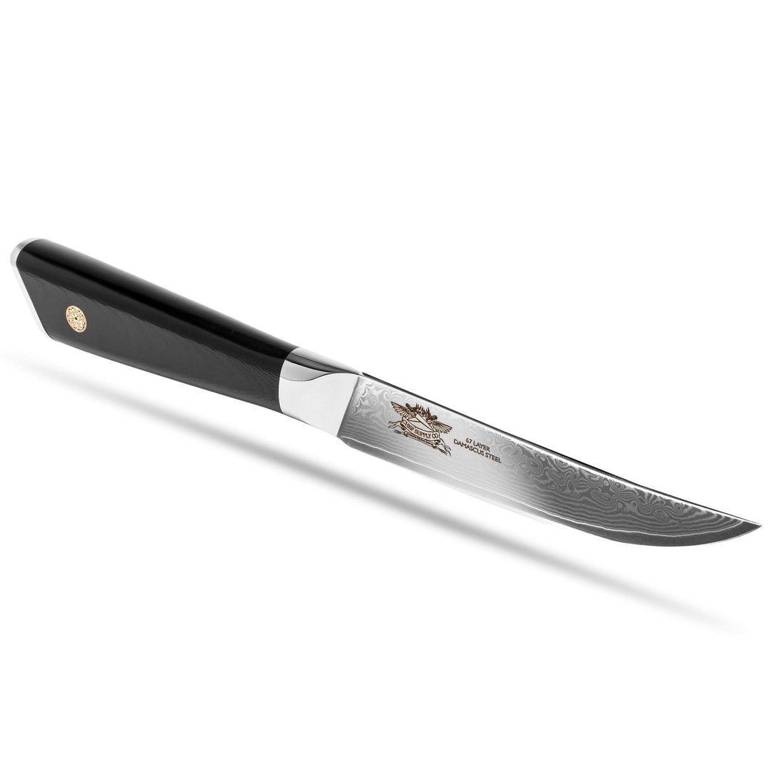 CHEF SUPPLY CO Kitchen Knives Dundee Series 12 cm - 5" VG-10 Damascus Steak Knife Set of 4 - Black G10 Handles