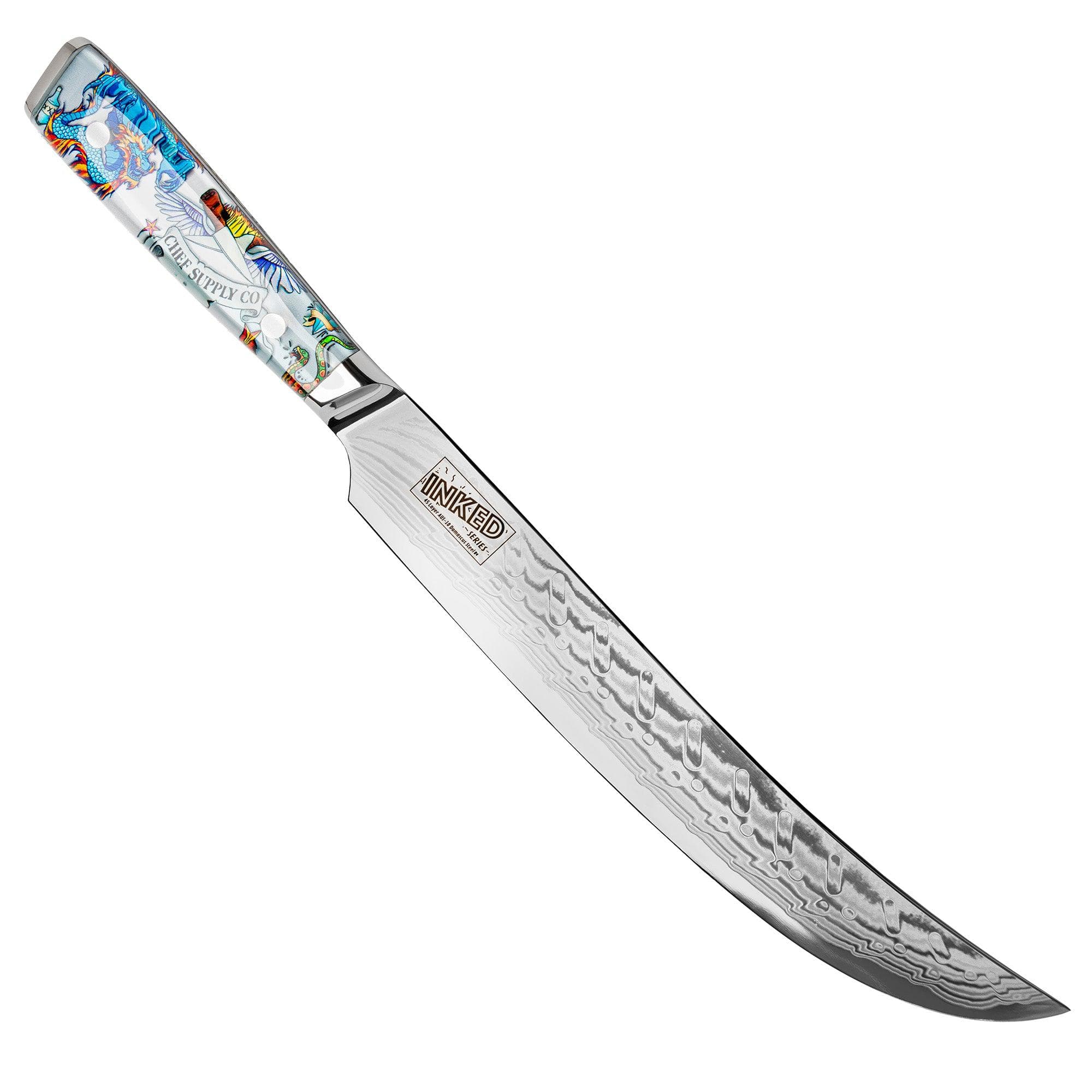Inked Series 25.5cm / 9.75” Slicing & Carving Knife – 45-Layer AUS-10 Damascus