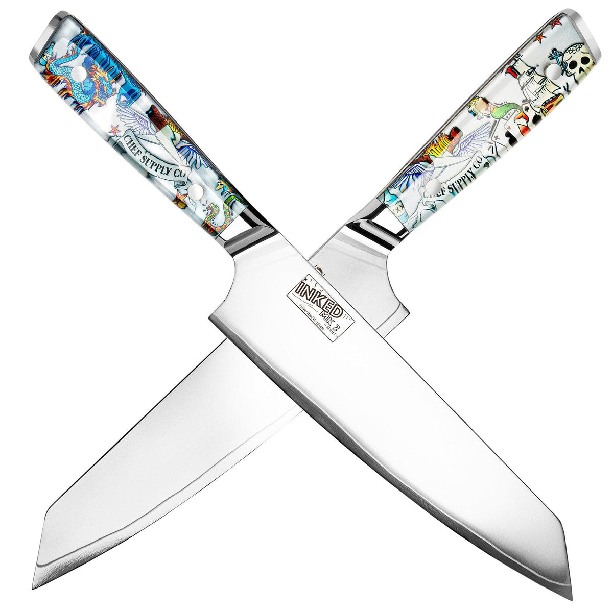 CHEF SUPPLY CO Kitchen Knives Inked Series Kiritsuke 20 cm - 8 inch VG-10 3-layer Damascus Steel Chef Knife
