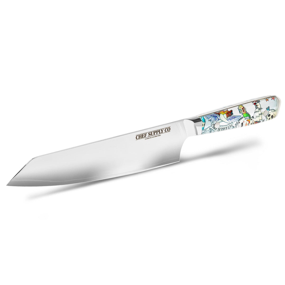 CHEF SUPPLY CO Kitchen Knives Inked Series Kiritsuke 20 cm - 8 inch VG-10 3-layer Damascus Steel Chef Knife
