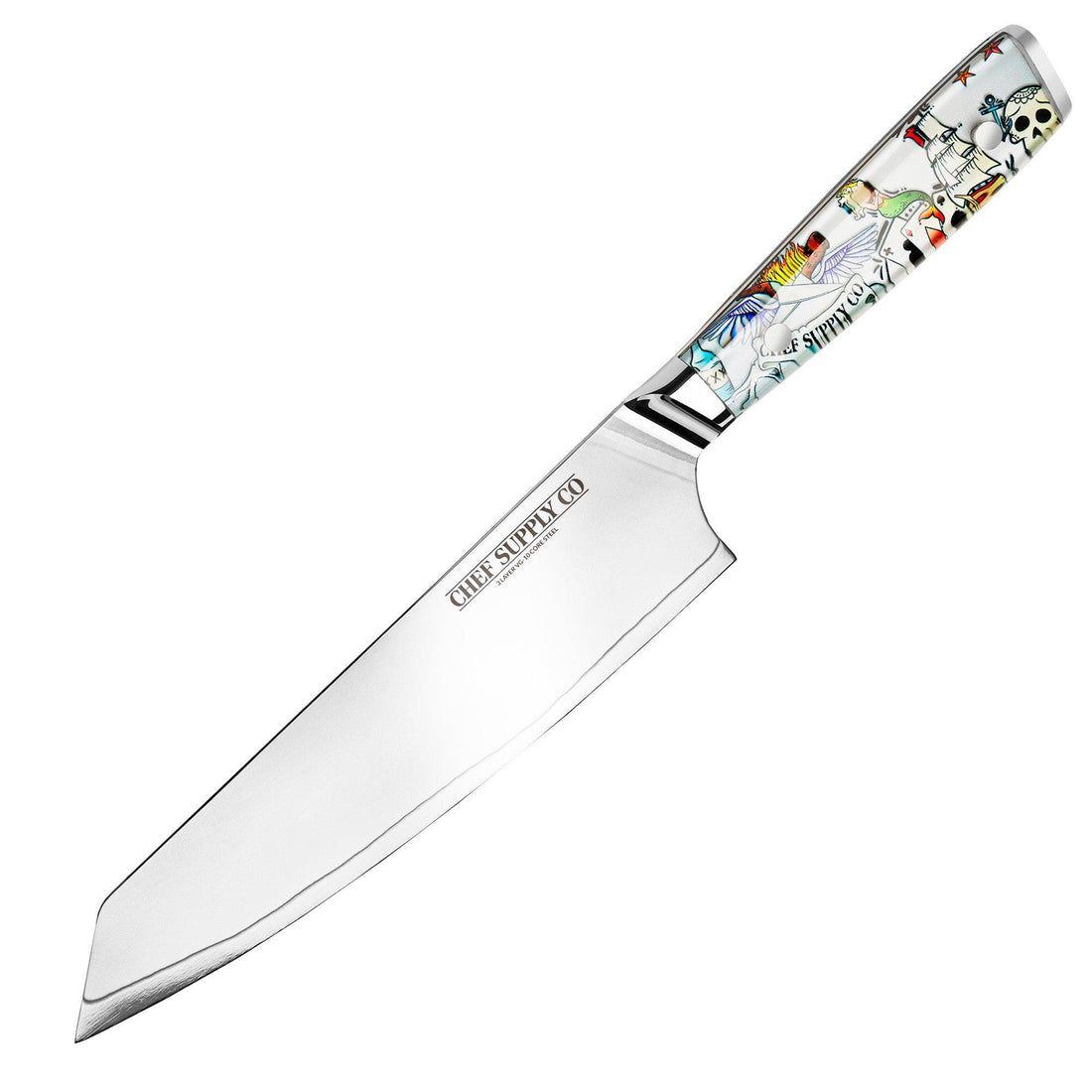 CHEF SUPPLY CO Kitchen Knives Inked Mk2 Series Kiritsuke 20 cm - 8 inch VG-10 3-layer Damascus Steel Chef Knife