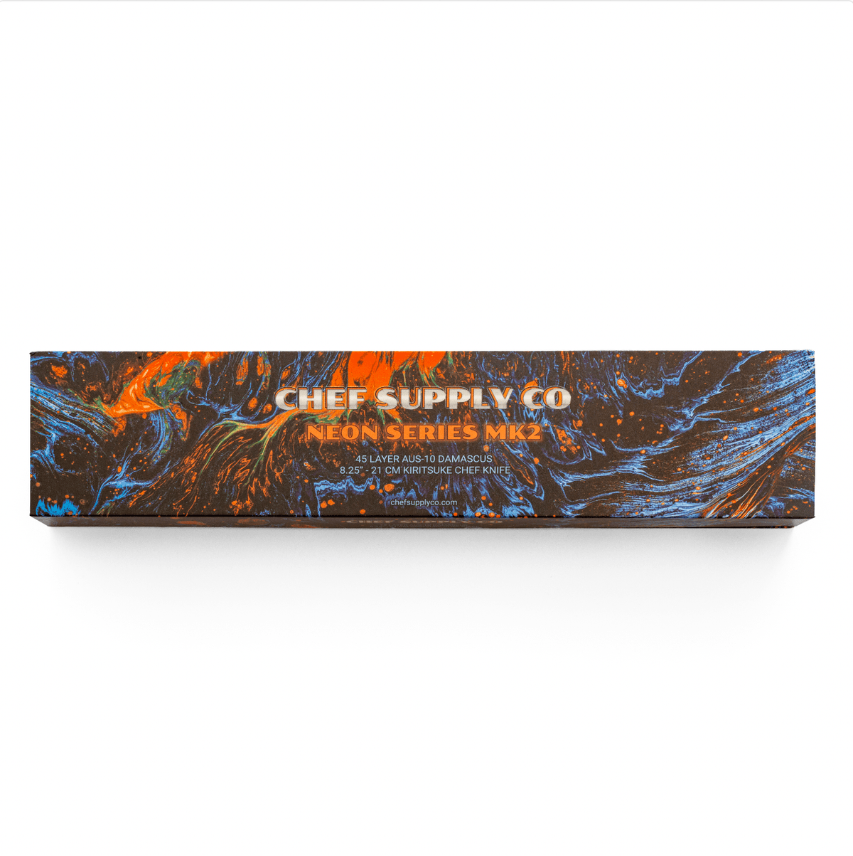 CHEF SUPPLY CO Kitchen Knives Neon Series MK2 - 21 cm - AUS-10 - 45 Layer Damascus Kiritsuke Chef Knife with Leather Sheath