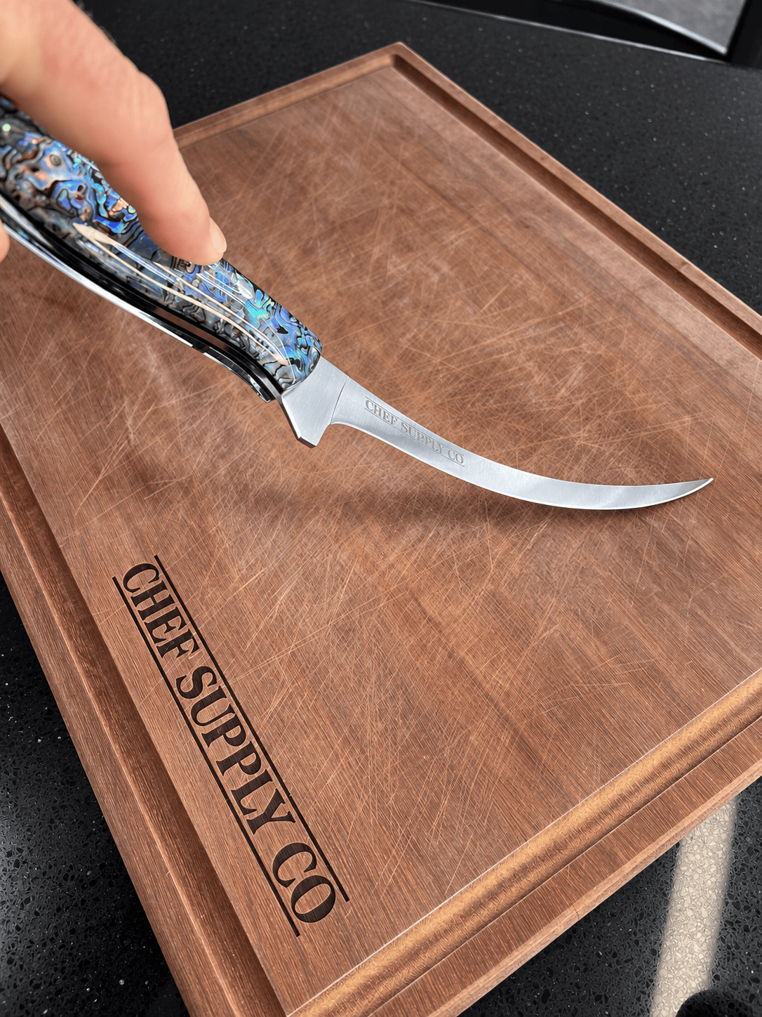 CHEF SUPPLY CO Kitchen Knives Sea Creature MK2 Series 17.5cm / 7” Flexible Fillet Knife – 9Cr18MoV Steel, Resin & Abalone Shell Handle