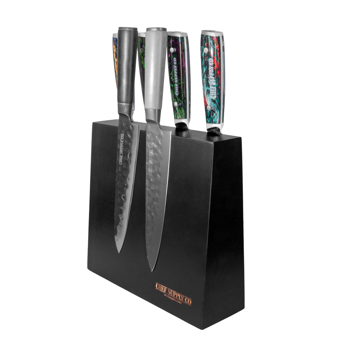 CSC BRANDED magnetic knife block Black Acacia Wood Magnetic Knife Block: Double-Sided, Strong Magnets, Universal Compatibility.