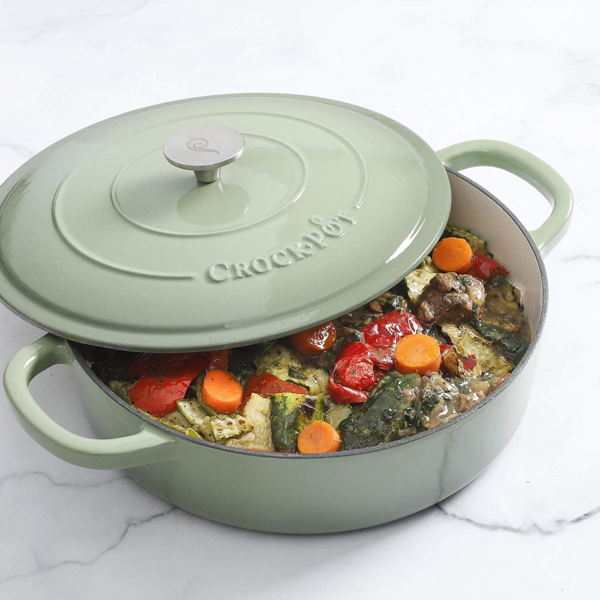 Chef Supply Co Nonstick Dutch Oven Enameled Cast Iron Braiser 5-Quart