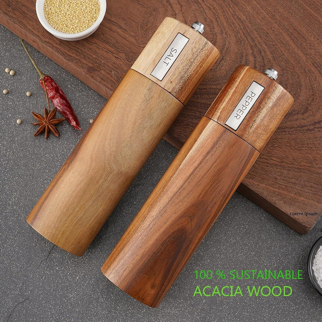 Chef Supply Co Salt And Pepper Grinders Salt and Pepper Grinder Set 2Pcs