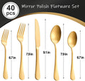 Chef Supply Co Silverware Gold Silverware Set 40 Pcs