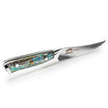 CHEF SUPPLY CO STEAK KNIFE SET Sea Creature Series VG-10 Damascus Steak Knife Set of 4 - Clear Resin Full Tang Handle