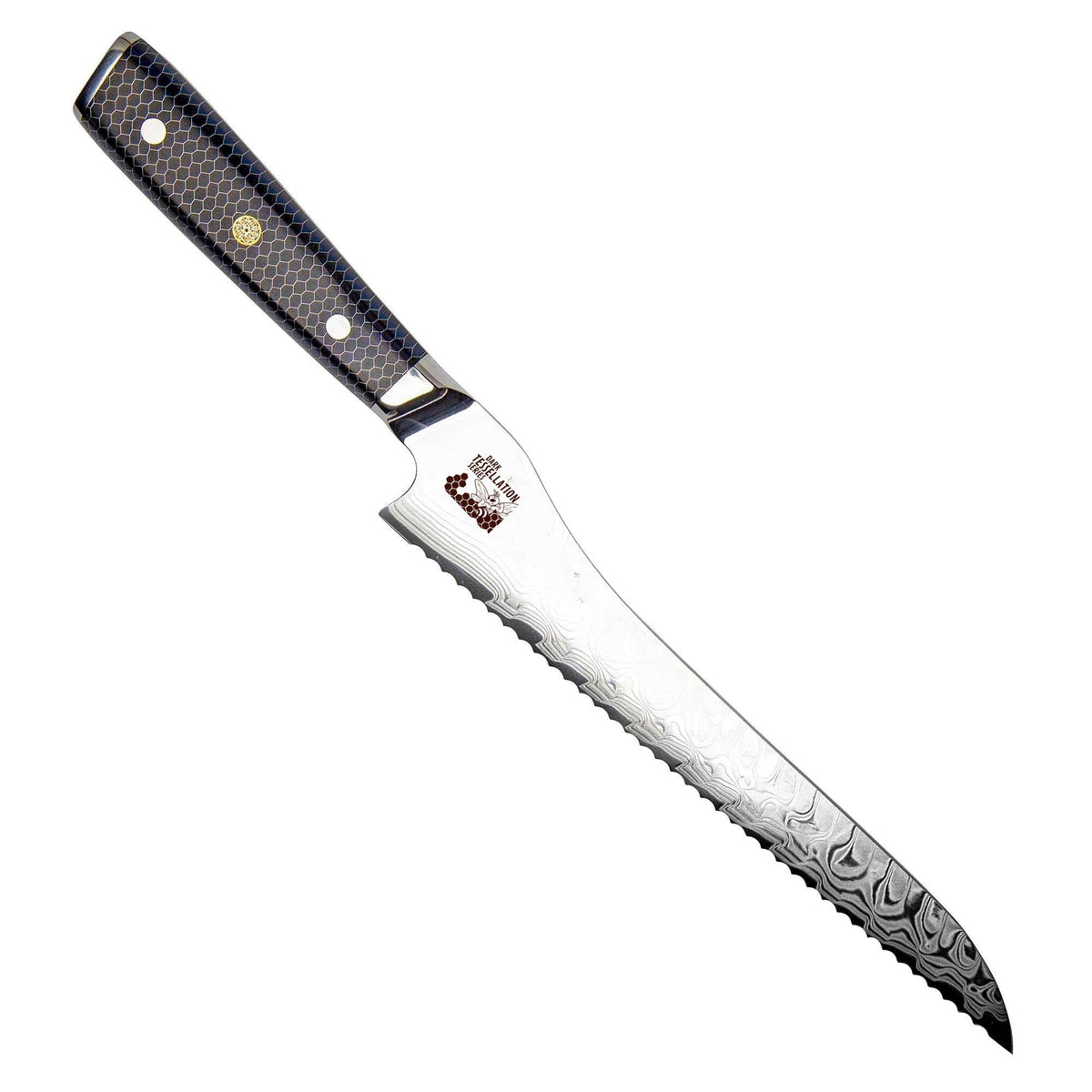 CSC BRANDED Kitchen Knives Dark Tessellation Series 25.5 cm - 9.75 inch 45 Layer AUS-10 Damascus Bread Knife