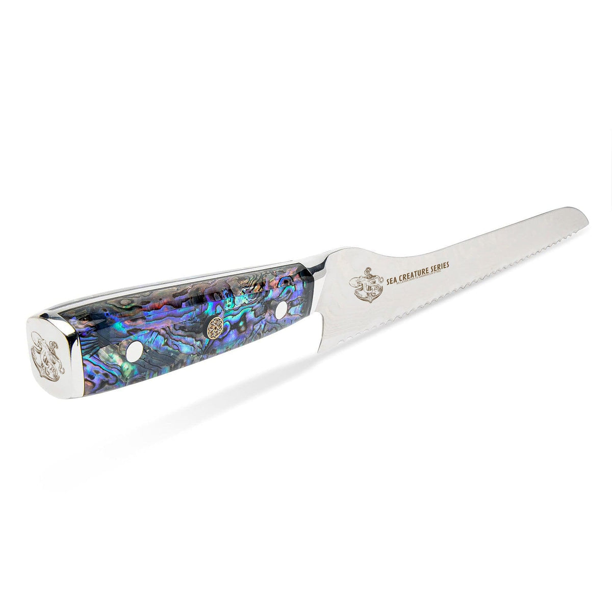 CSC BRANDED Kitchen Knives Sea Creature Series.  10" - 25 cm 45 Layer AUS-10 Damascus Bread Knife. Resin Handle