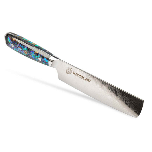CSC BRANDED Kitchen Knives Sea Creature Series 18 cm - 7 inch Nakiri Vegetable Knife. 45 Layer AUS-10 Damascus, Resin Handle
