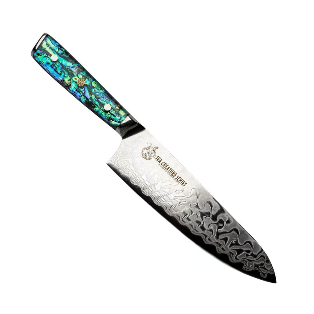 CSC BRANDED Kitchen Knives Sea Creature Series. 8.25" - 21 cm, 45 Layer AUS-10 Damascus Chef Knife, Resin Handle