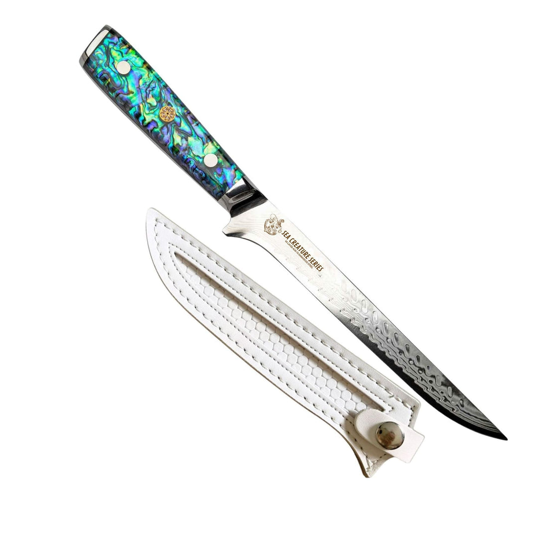 CSC BRANDED Kitchen Knives Sea Creature Series Boning & Trimming, Knife. 18 cm - 7 inch 45 Layer AUS-10 Damascus, Resin Handle. (NON FLEXIBLE)