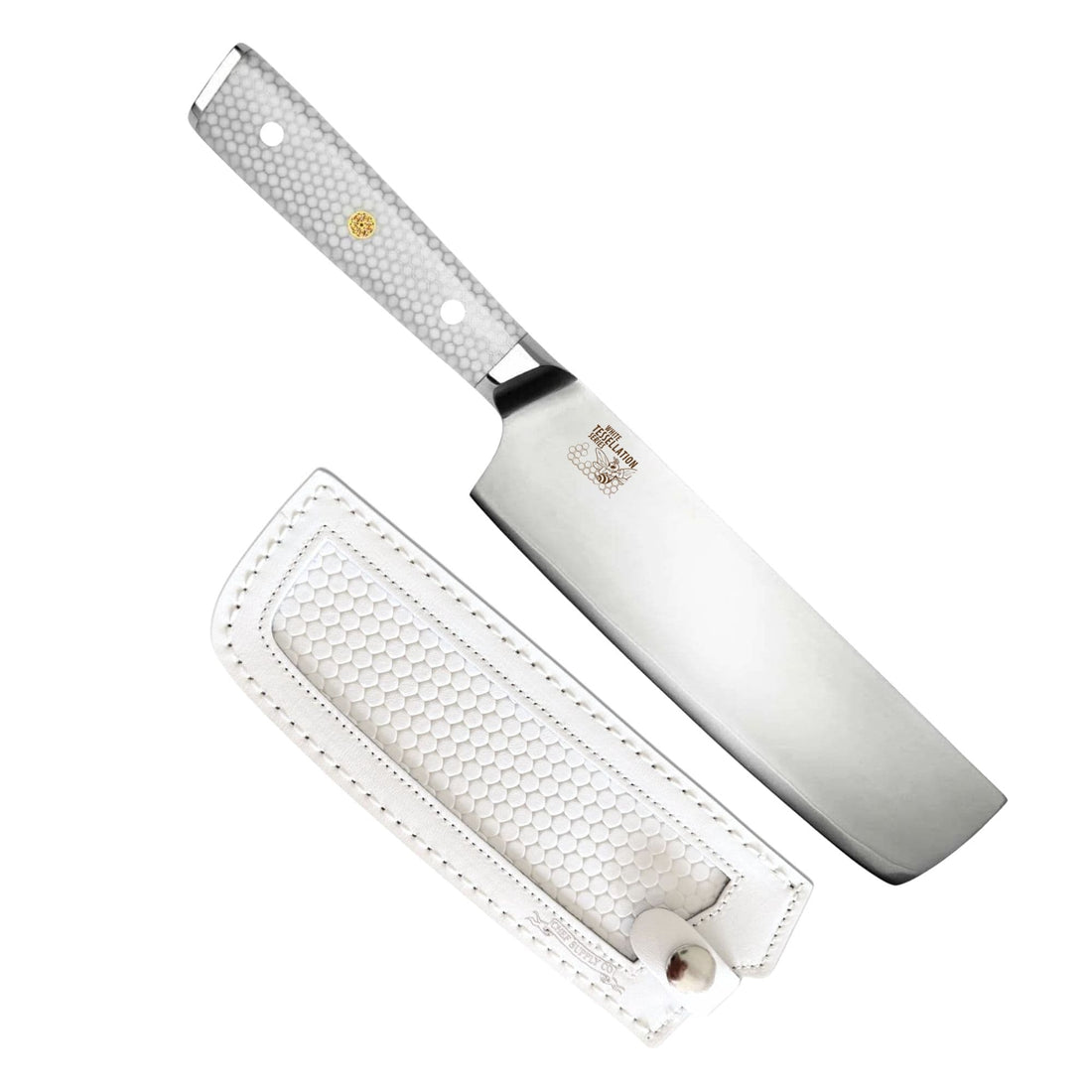 CSC BRANDED Kitchen Knives White Tessellation Series 17.5 cm - 7 inch Nakiri Vegetable Knife