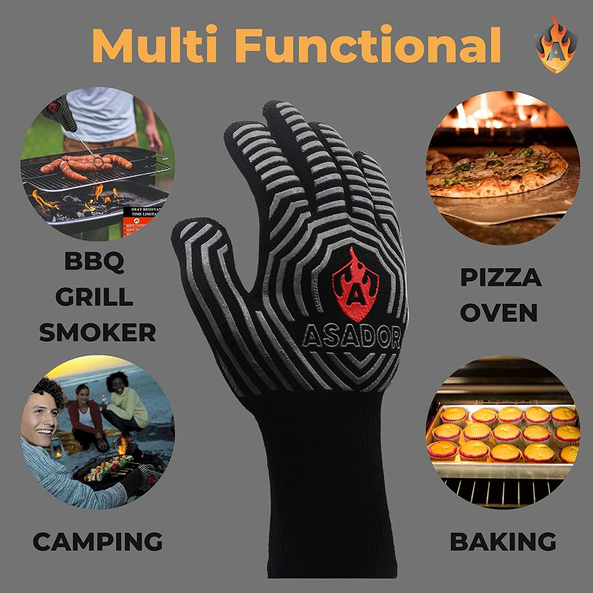 CHEF SUPPLY CO ASADOR BBQ Grill Gloves with BONUS Meat Claws