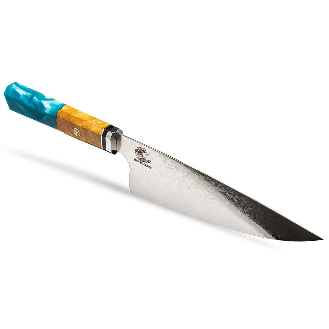 CSC BRANDED Kitchen Knives Bondi Beach Series 20 cm - 8 inch Damascus Chef Knife with Resin and Wood Burl Handle