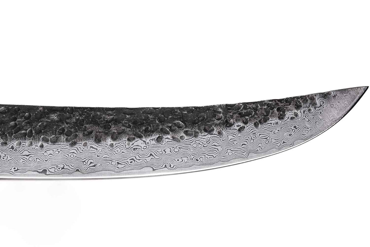 CHEF SUPPLY CO The "Nikuya". Japanese Style 25cm - 10 inch 67 Layer Damascus Slicing Knife with Hammer Finish